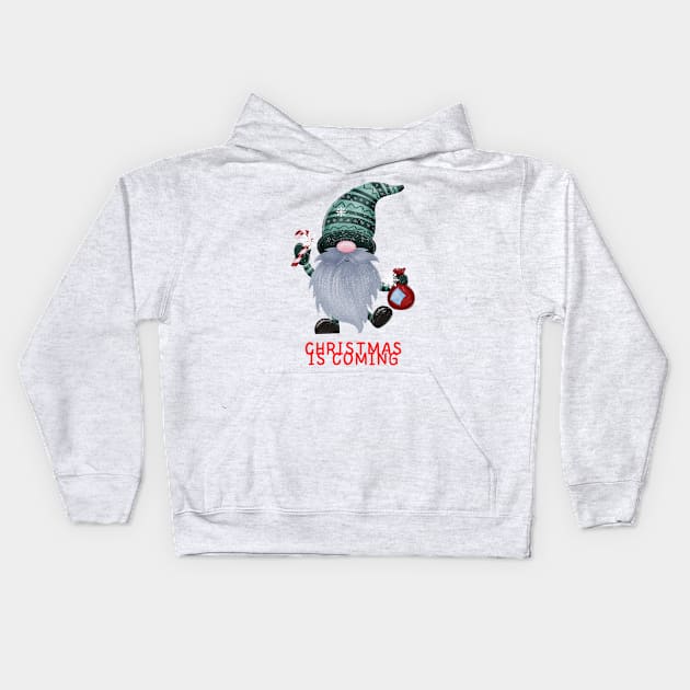 Gnome Christmas is coming Kids Hoodie by Novelty-art